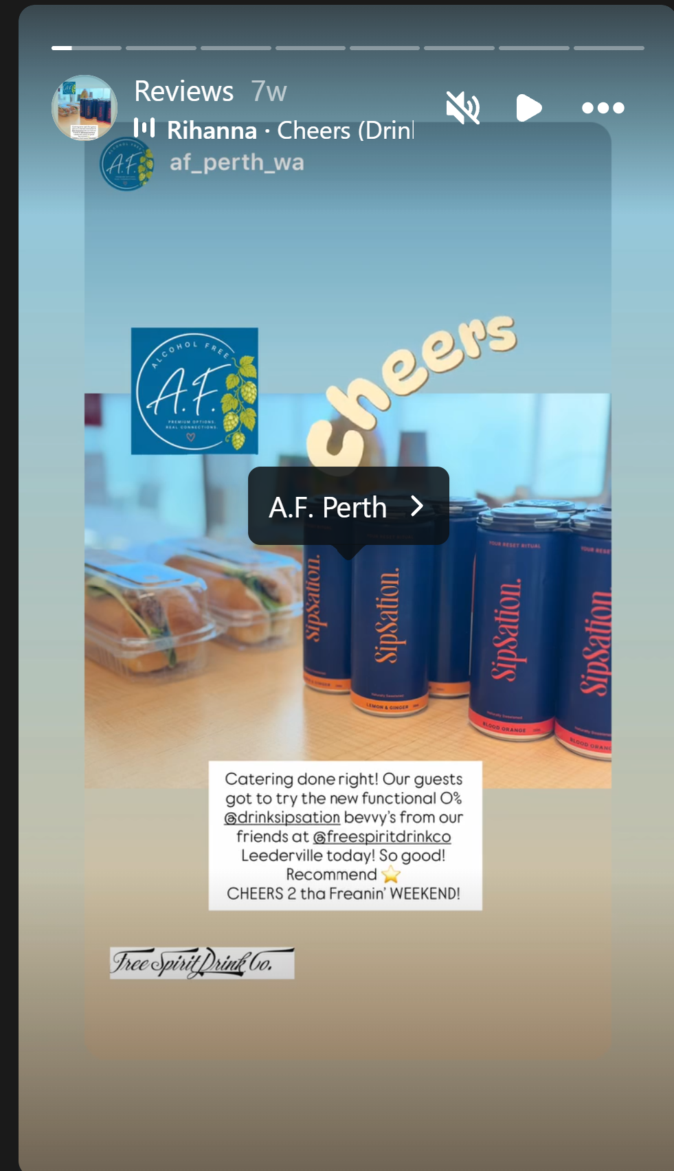 SipSation cans served at an A.F. Perth catered event