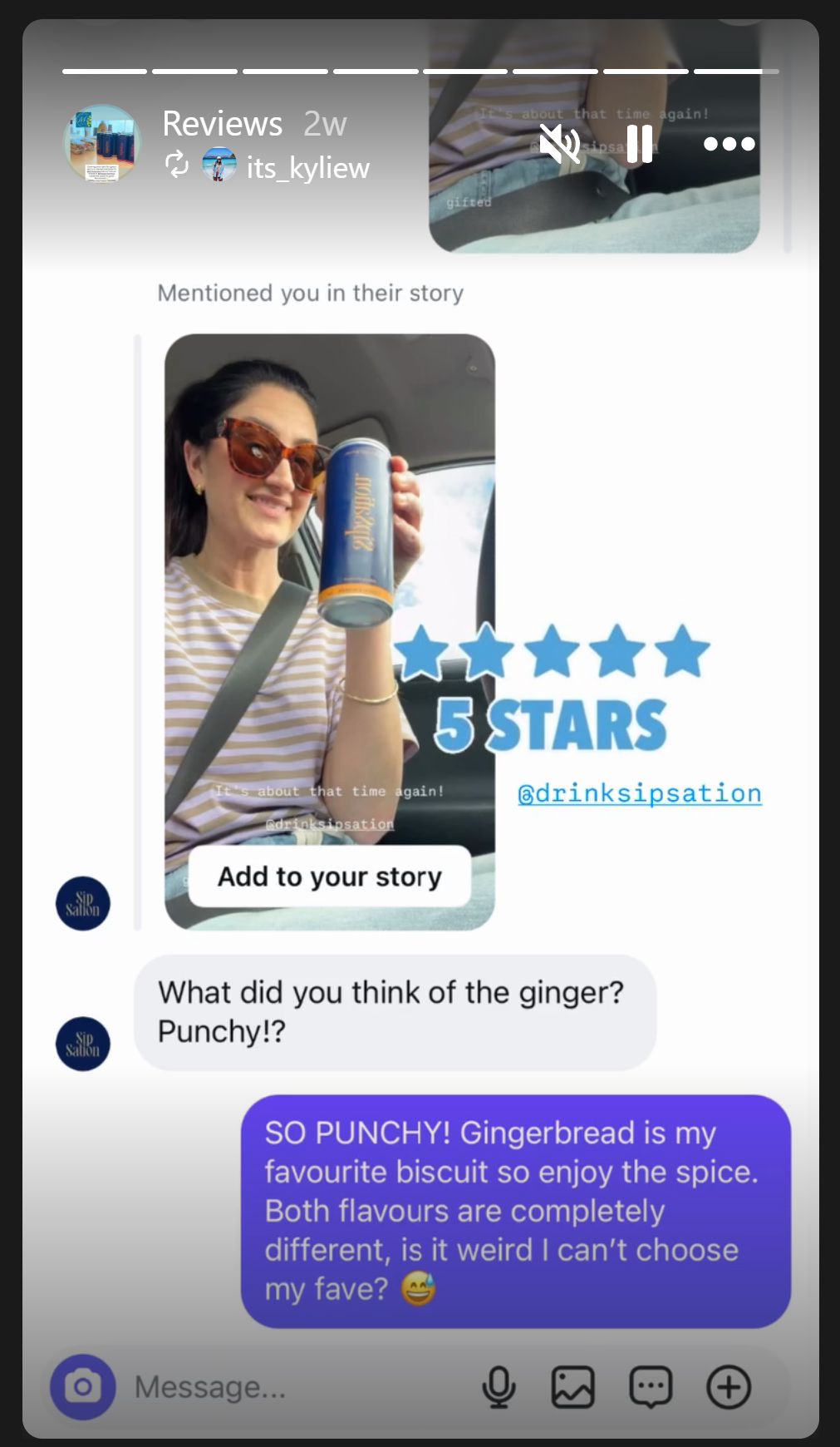 Kylie holding a SipSation Lemon and Ginger can